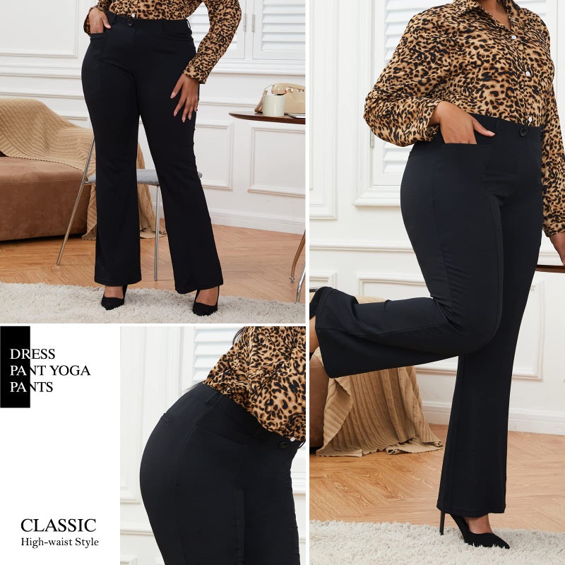 DGD Wrinkle-Free Stretch Dress Pants Plus Size for Women Pull-on Pant Ease into Comfort Office Pant 4XL - Image 4